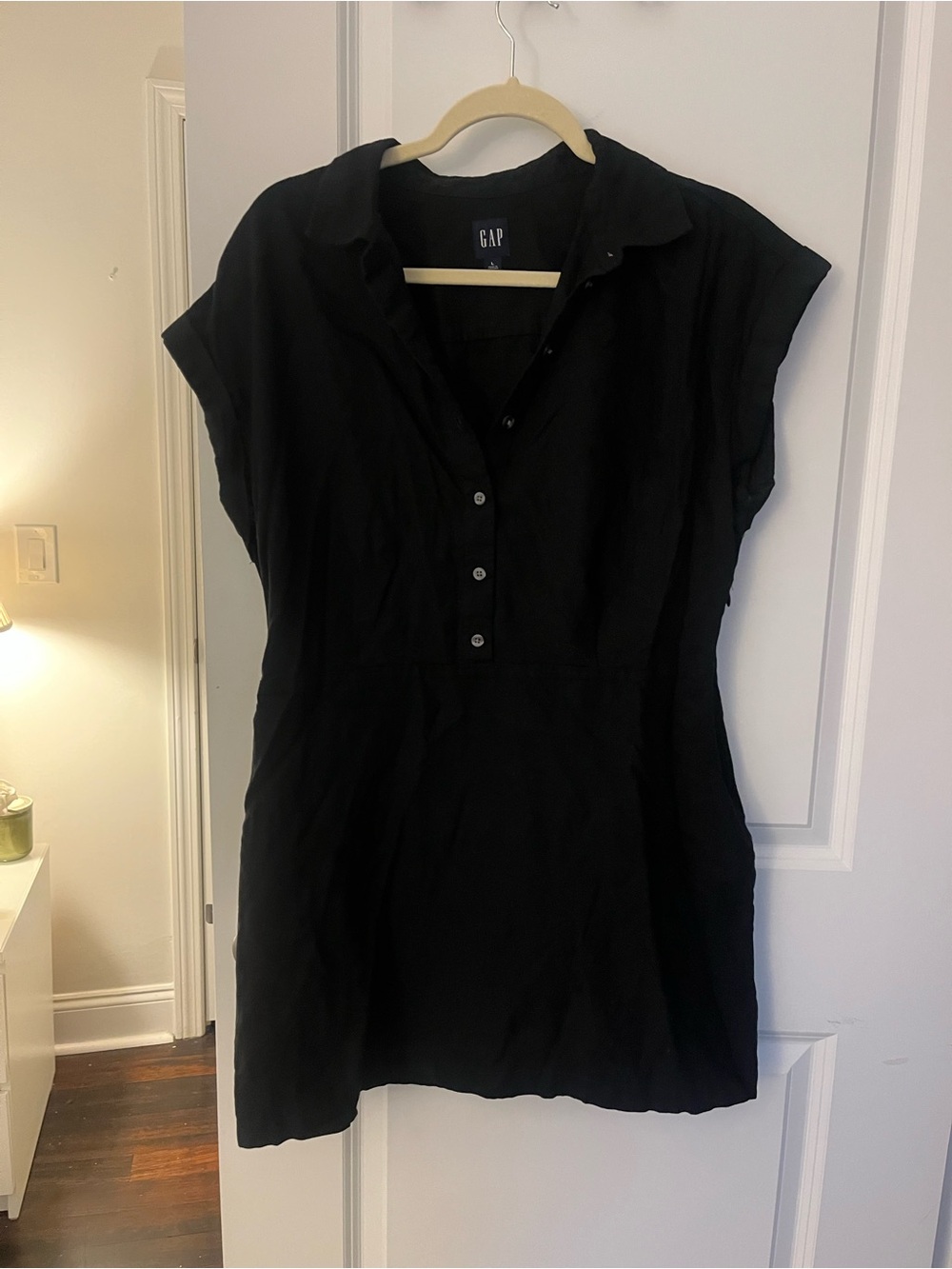 GAP Black Collared Shirt Dress